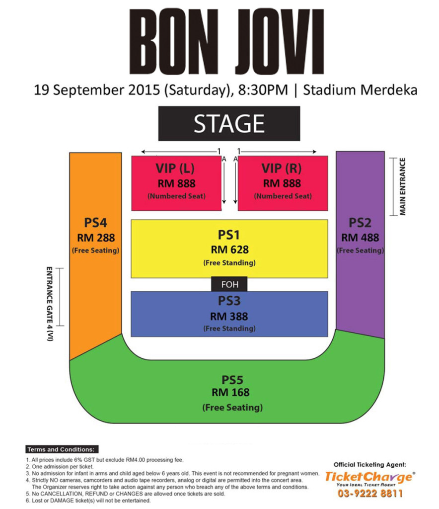 Bon Jovi 2015 Seating Plan